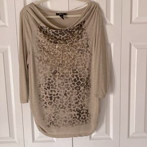 Style & Co drape neck Leopard print Top, Size Xl